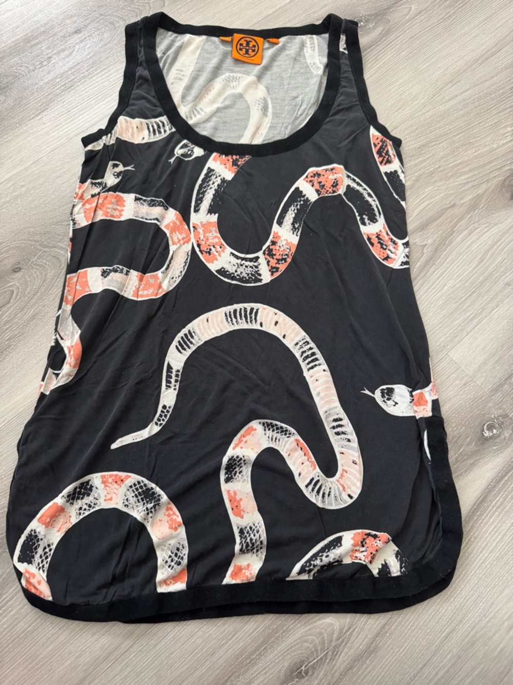 Tory Burch Black Snake Print Tank Top size S